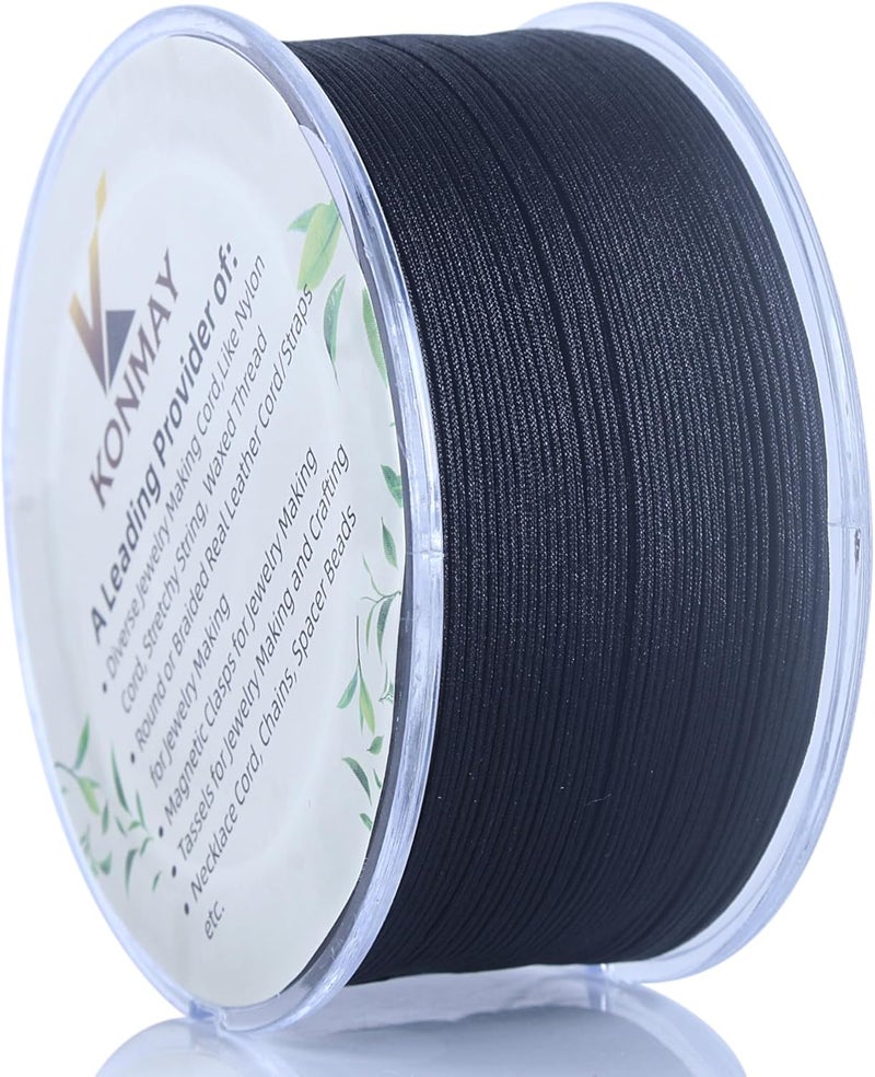 KONMAY 0.4mm Black Nylon String with Case for Bracelets,163 Yards Thin Braided Nylon Satin Cord for Jewelry Making, Beading,Chinese Knotting, Kumihimo, Macramé - Image 1